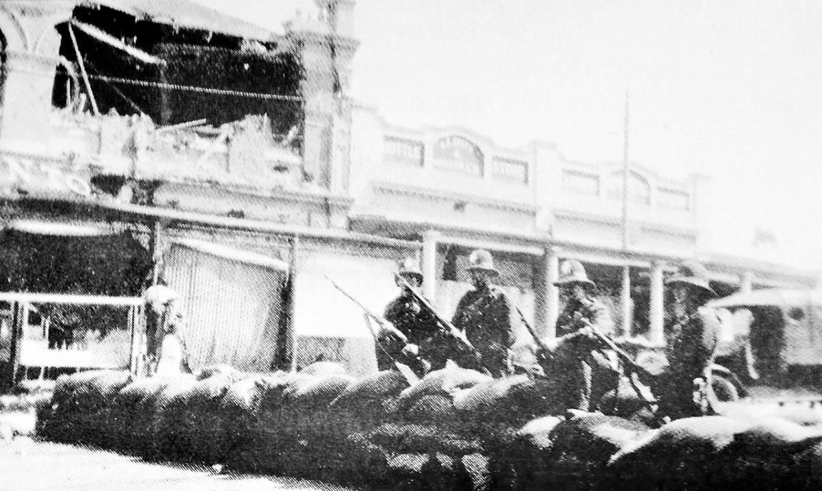 Bomb damage on Fordsurg Market Square - Some Historic Drives and Walks of Johannesburg.jpg